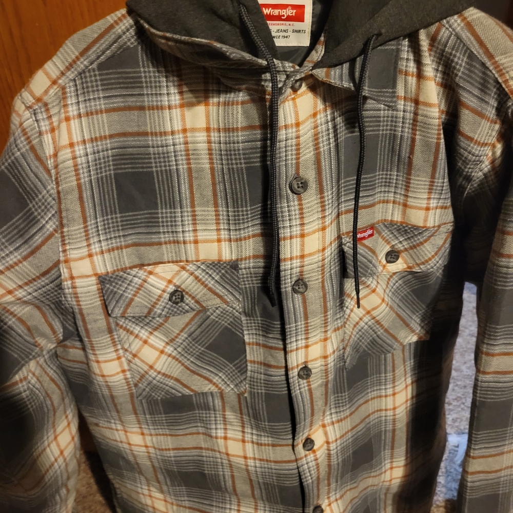 Wrangler Plaid Hooded Shirt Jacket